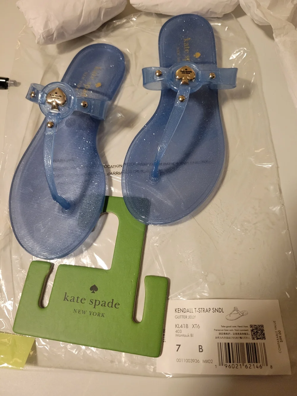 kate spade glitter jelly Kendall T-Strap Sandals - Light Blue